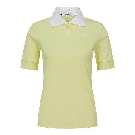 여성 배색 카라 골지 반팔 티셔츠