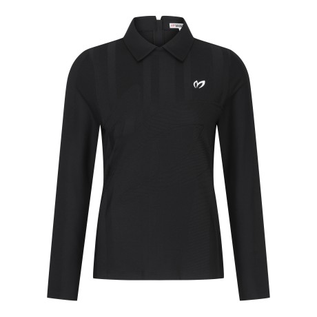 여성 심볼 자카드 카라 긴팔 티셔츠