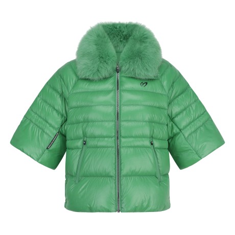 [기간한정 가격인하]여성 컬러 퍼 유광 반팔 다운 점퍼