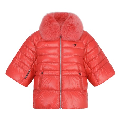 [기간한정 가격인하]여성 컬러 퍼 유광 반팔 다운 점퍼