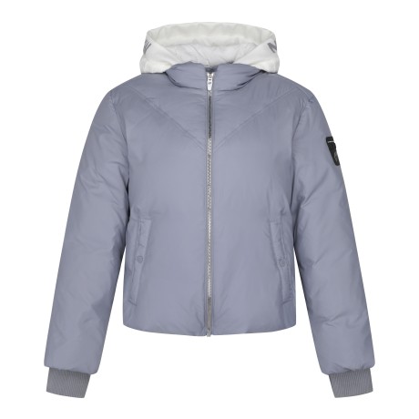 [기간한정 가격인하]여성 레터링 니트 후드 구스 다운 점퍼