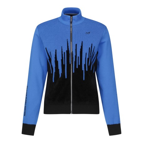 여성 우븐 믹스 배색 자카드 집업 가디건