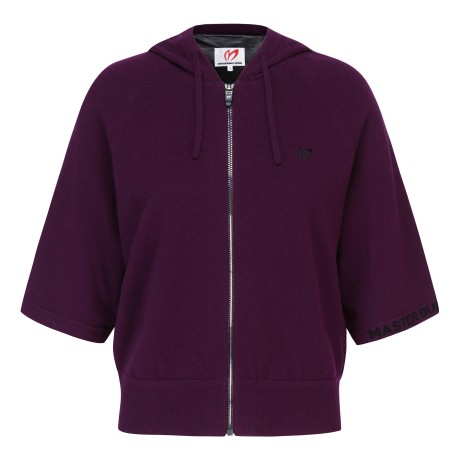 여성 로고 캐시미어 후드 방풍 가디건