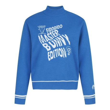 여성 레터링 자카드 모크넥 방풍 스웨터