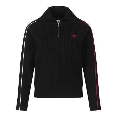 여성 골조직 라인 배색 하프 집업 방풍 스웨터