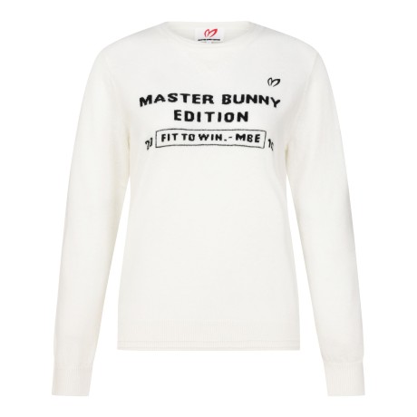 여성 캐시미어 레터링 자카드 스웨터