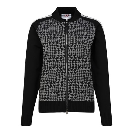 여성 메탈릭 블록 하운드투스 집업 가디건