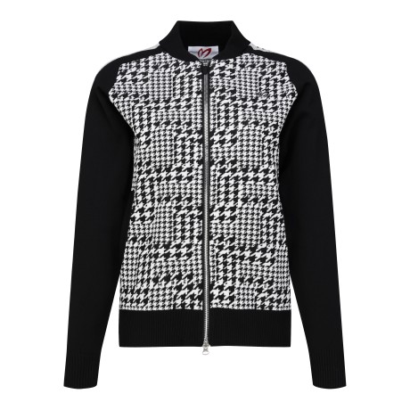 여성 메탈릭 블록 하운드투스 집업 가디건