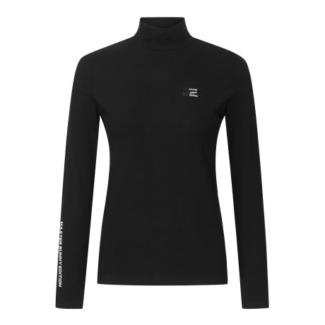 여성 모크넥 레터링 티셔츠