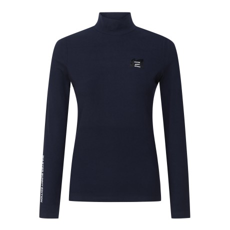 여성 모크넥 레터링 티셔츠