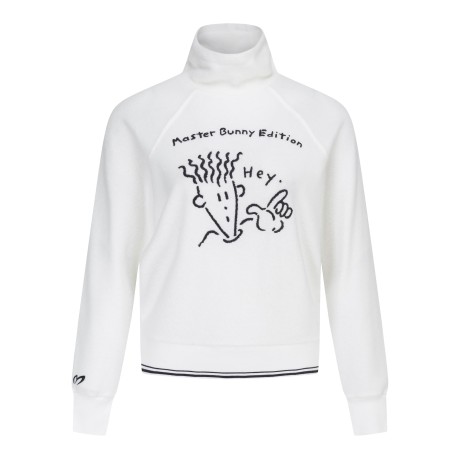 여성 스트링넥 자수 부클 긴팔 티셔츠