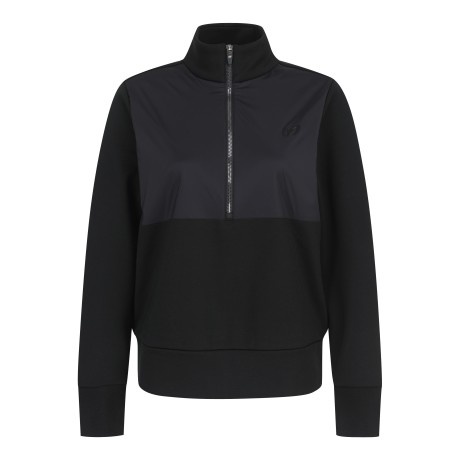 여성 우븐 믹스 하프 집업 티셔츠