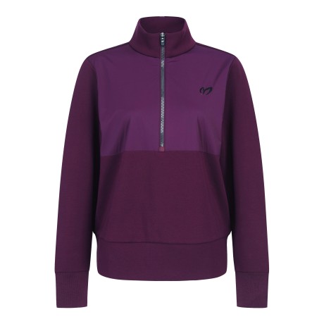 여성 우븐 믹스 하프 집업 티셔츠