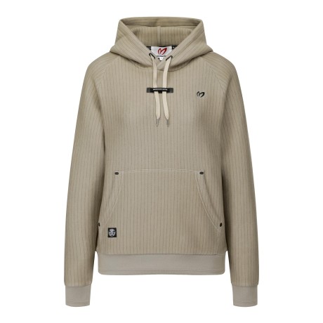 여성 스티치 스트라이프 후드 긴팔 티셔츠