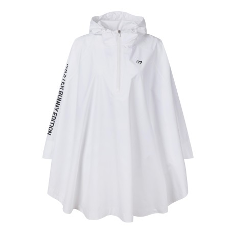 여성 하프집업 로고 후드 레인 케이프