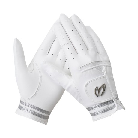 여성 메탈 심볼 배색 라인 양손 장갑