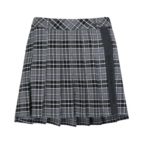여성 배색 라인 체크 플리츠 스커트
