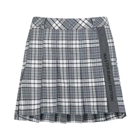 여성 배색 라인 체크 플리츠 스커트