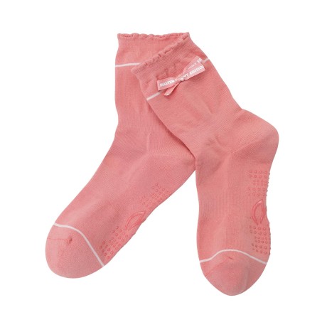 여성 로고 리본 논슬립 중목 양말