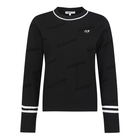 여성 부클 로고 패턴 긴팔 니트