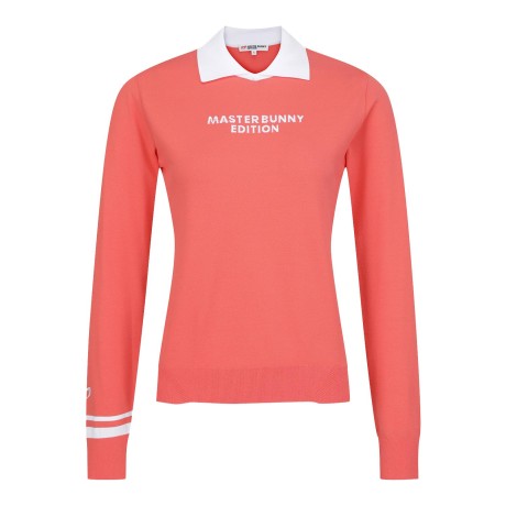 [유현조프로 착용] 여성 컬러 블록 포인트 로고 칼라 니트