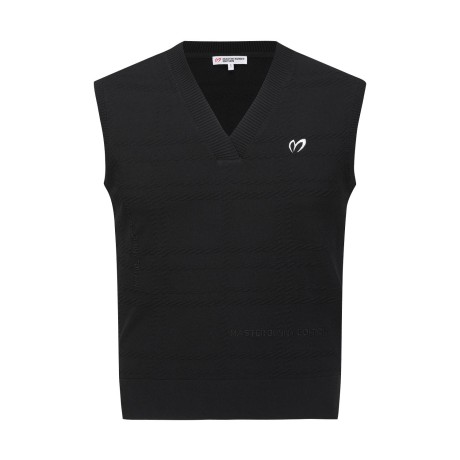 여성 엠보 체크 로고 니트 베스트