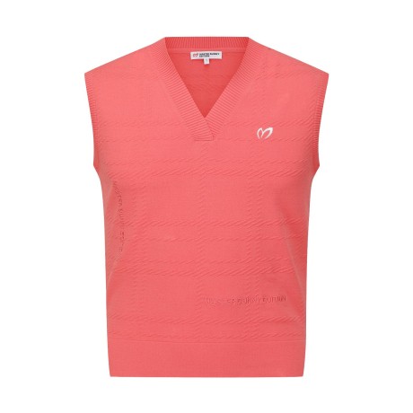 [윤이나프로 착용] 여성 엠보 체크 로고 니트 베스트