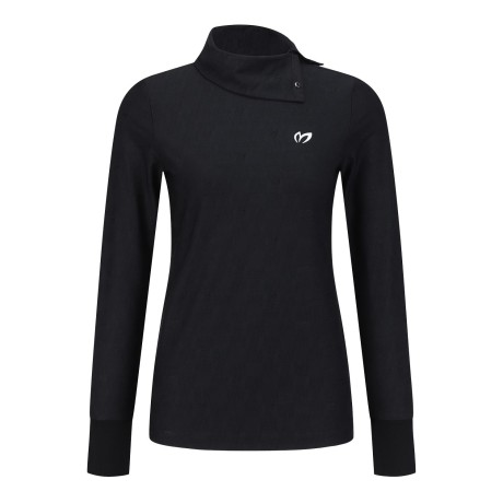 여성 스냅 하이넥 로고 패턴 티셔츠