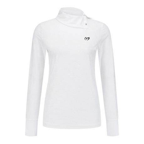 여성 스냅 하이넥 로고 패턴 티셔츠