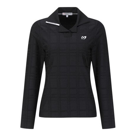 여성 로고 체크 패턴 오픈 칼라 티셔츠