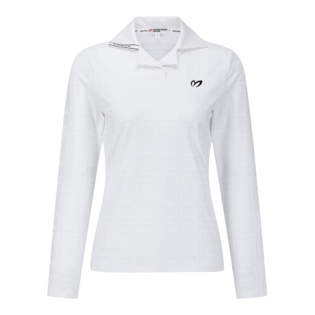 여성 로고 체크 패턴 오픈 칼라 티셔츠