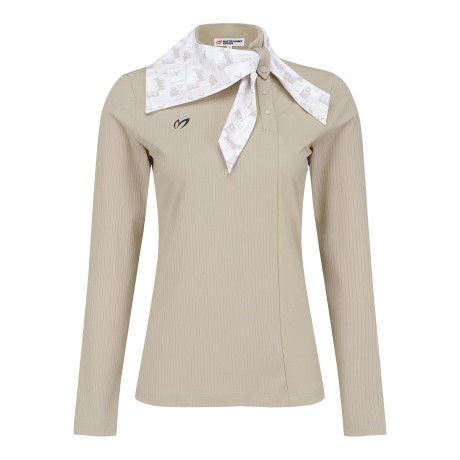 여성 로고 스카프 골조직 믹스 긴팔 티셔츠