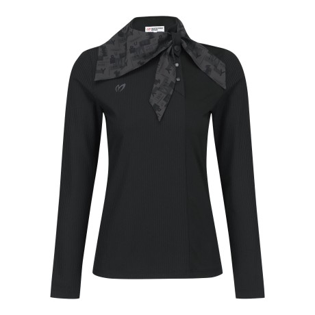 여성 로고 스카프 골조직 믹스 긴팔 티셔츠