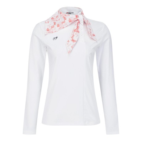 여성 로고 스카프 골조직 믹스 긴팔 티셔츠