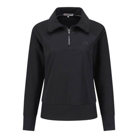 여성 심볼 우븐 믹스 하프 집업 티셔츠