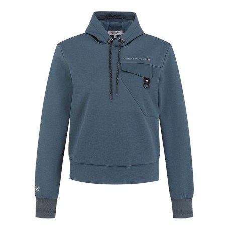 여성 우븐 블록 포켓 후드 티셔츠