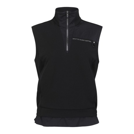 여성 우븐 레이어 하프 집업 슬리브리스 탑