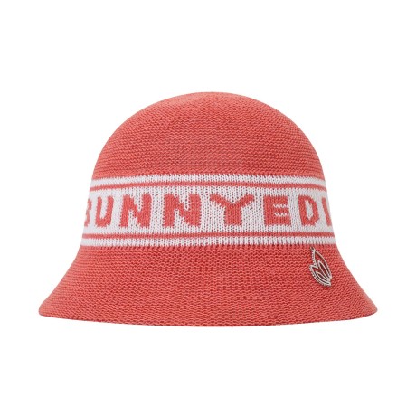 여성 배색 로고 크로셰 버킷햇