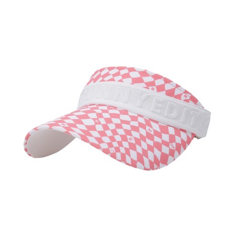 여성 체크 보더 와이드 썬바이저