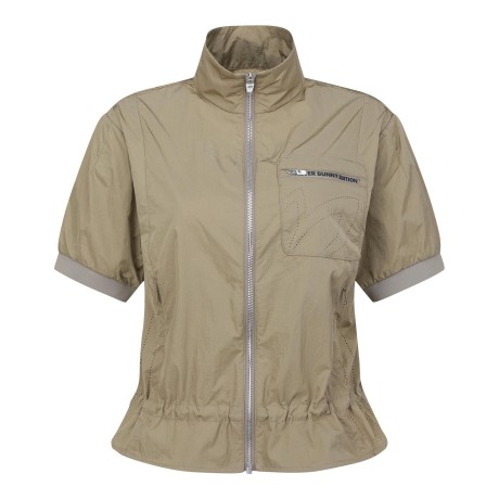 여성 타공 포인트 반팔 집업 점퍼