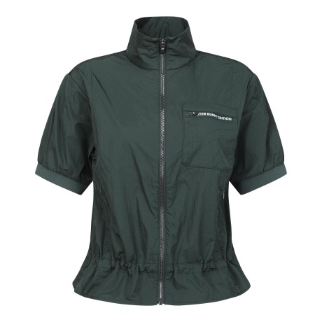 여성 타공 포인트 반팔 집업 점퍼