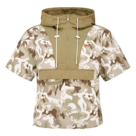 여성 플로럴 마이크로 체크 반팔 아노락