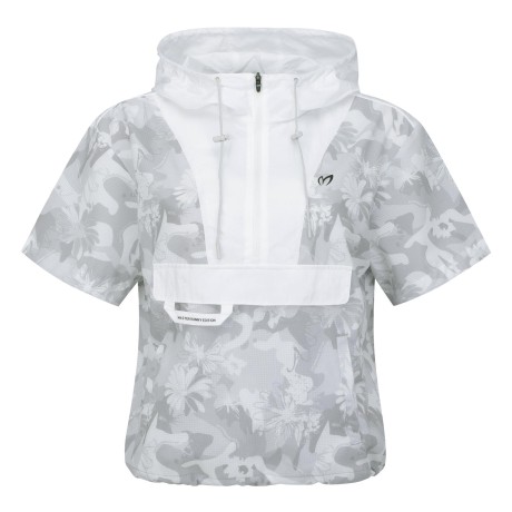 여성 플로럴 마이크로 체크 반팔 아노락