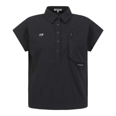 여성 타공 믹스 포켓 칼라 캡 슬리브 점퍼