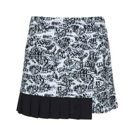 여성 로고 패턴 플리츠 블록 큐롯 스커트