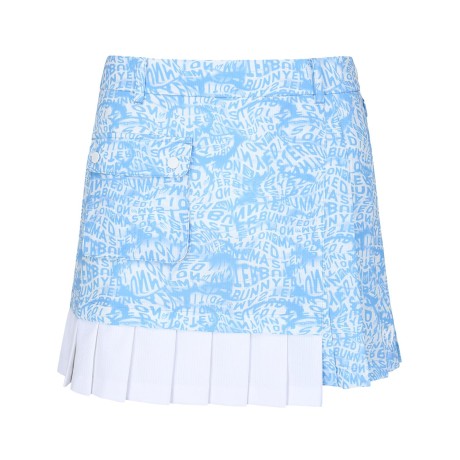 여성 로고 패턴 플리츠 블록 큐롯 스커트