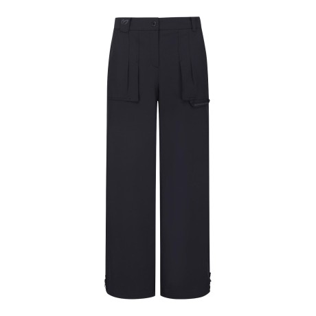 여성 턱 포켓 스트링 와이드 팬츠