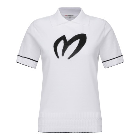 [윤이나프로 착용] 여성 배색 심볼 칼라 반팔 니트