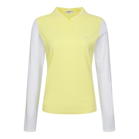 여성 냉감 슬리브 믹스 칼라 니트