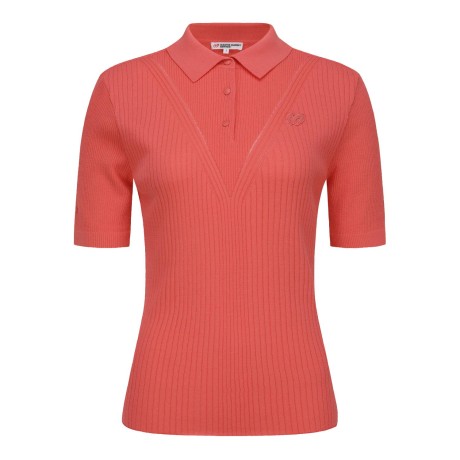 [윤이나프로 착용] 여성 골조직 V 짜임 칼라 반팔 니트